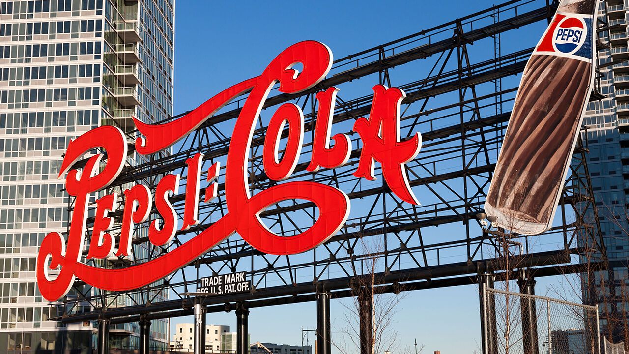 The historic Pepsi-Cola sign in Gantry Plaza State Park in New York City