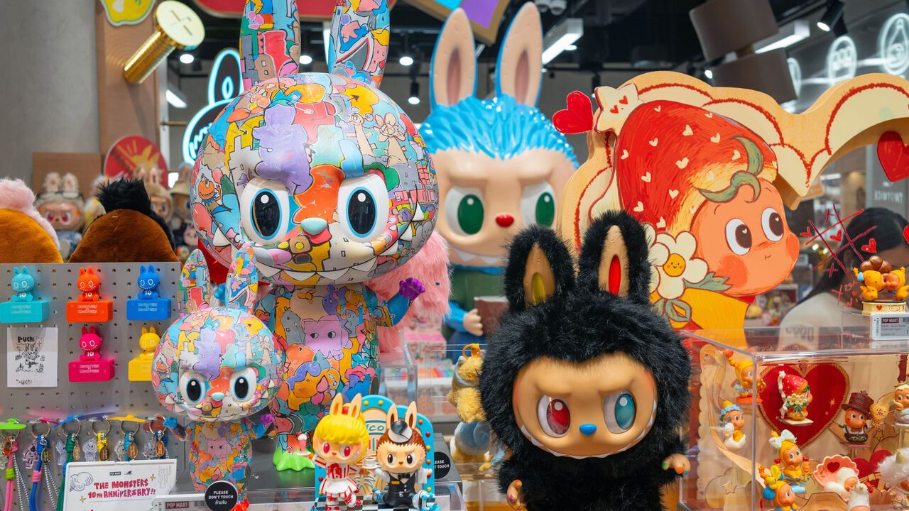 Colorful Labubu toys are seen at the Pop Mart shop in the Mega Bangan shopping mall