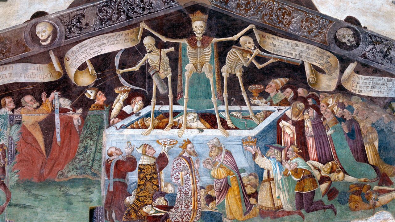 The triumph of death, 1484-1485, fresco by Giacomo Borlone.