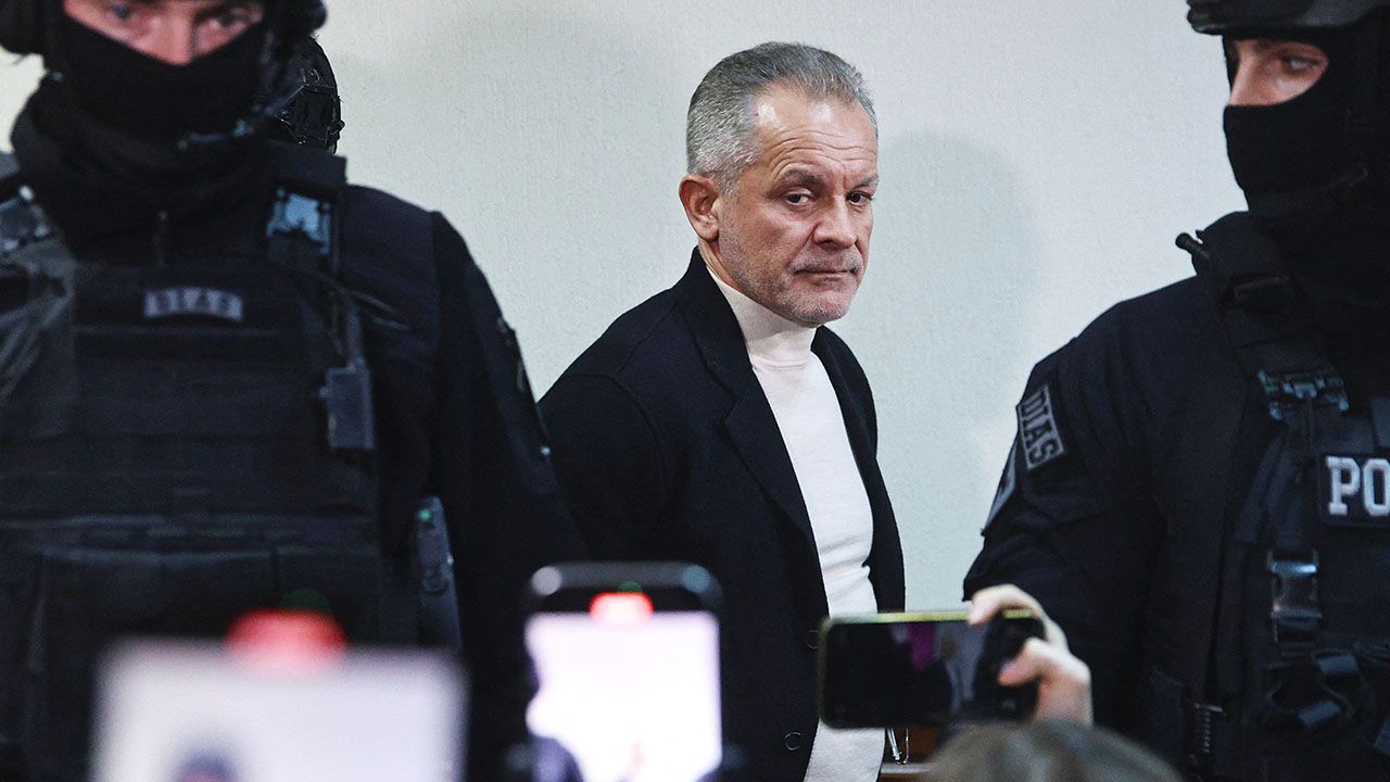 Vladimir Plahotniuc attends a court hearing in Chisinau, Moldova.