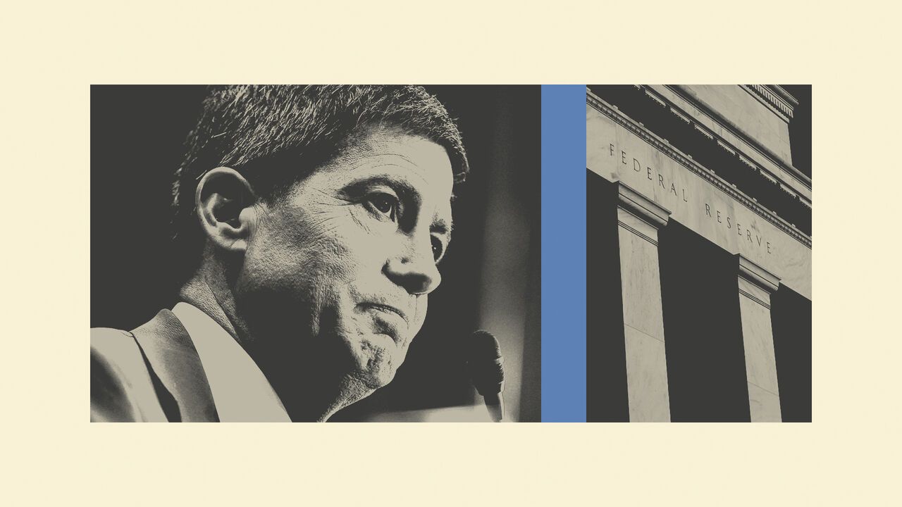 Collage of Kevin Warsh and the Federal Reserve building.