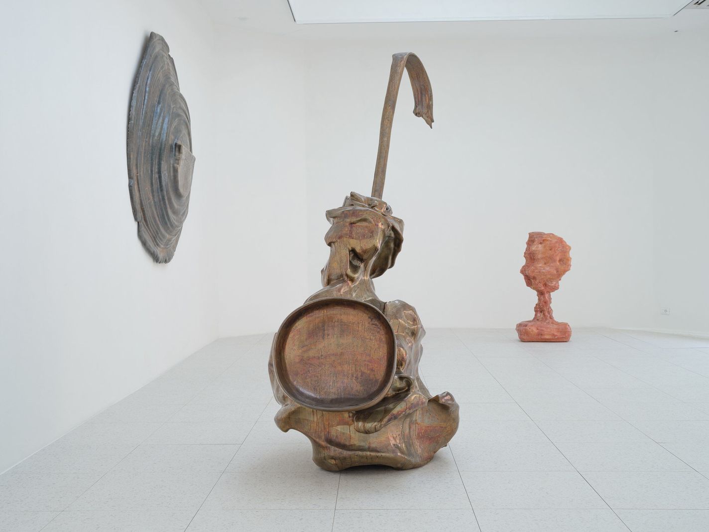 Sculptures are seen in the Pavilion of United States of America