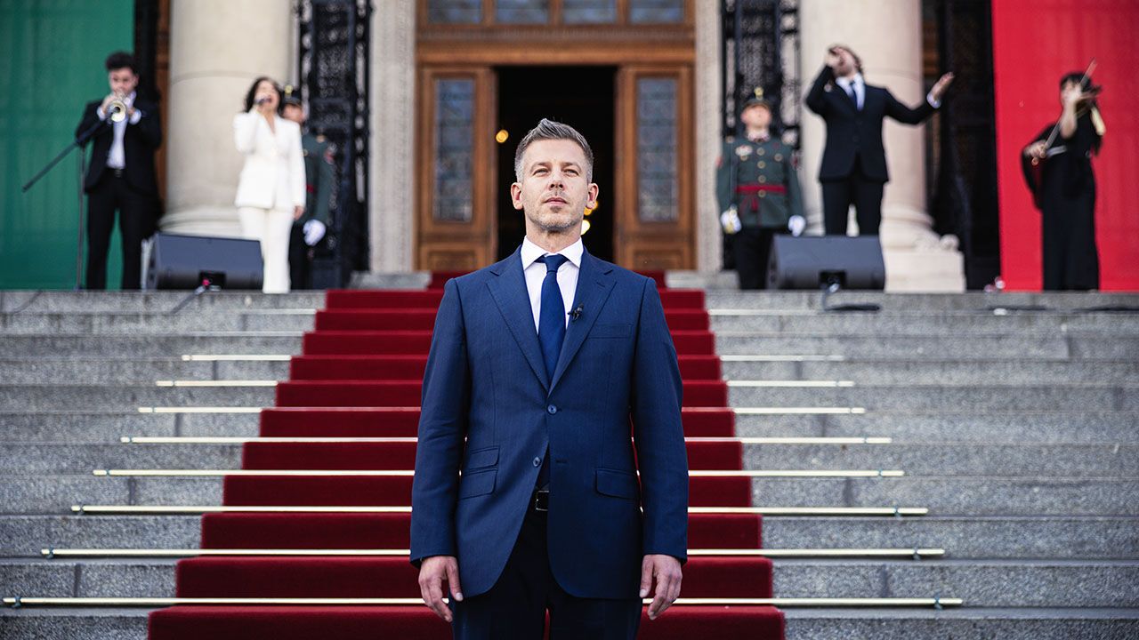 Peter Magyar during his inauguration at Parliament in Budapest, Hungary.