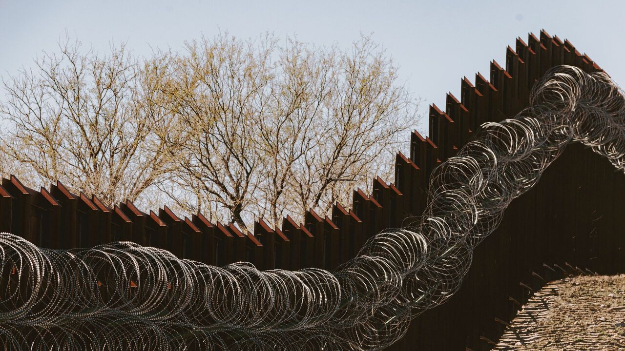 The wall at the US-Mexico border in Arizona.