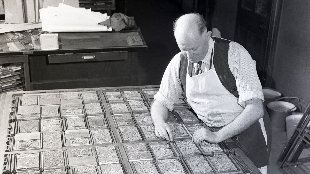 Typesetter at work at British printers
