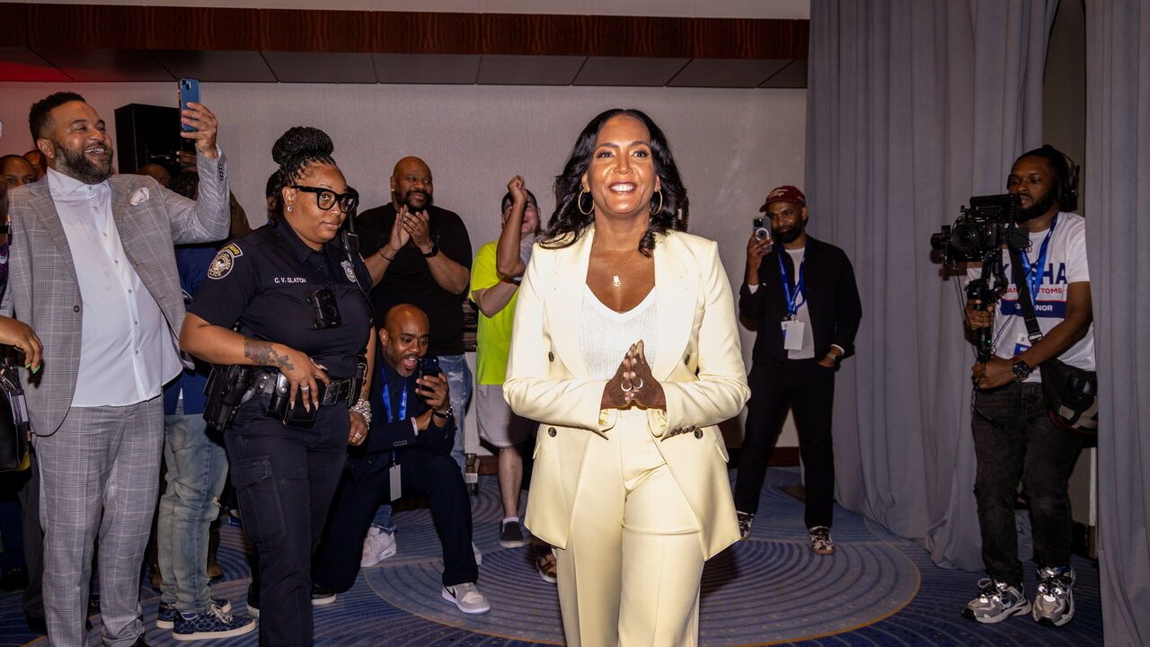 Keisha Lance Bottoms, former mayor of Atlanta and Democratic gubernatorial candidate for Georgia, arrives for an election night event in Atlanta, Georgia, US, on Tuesday, May 19, 2026.