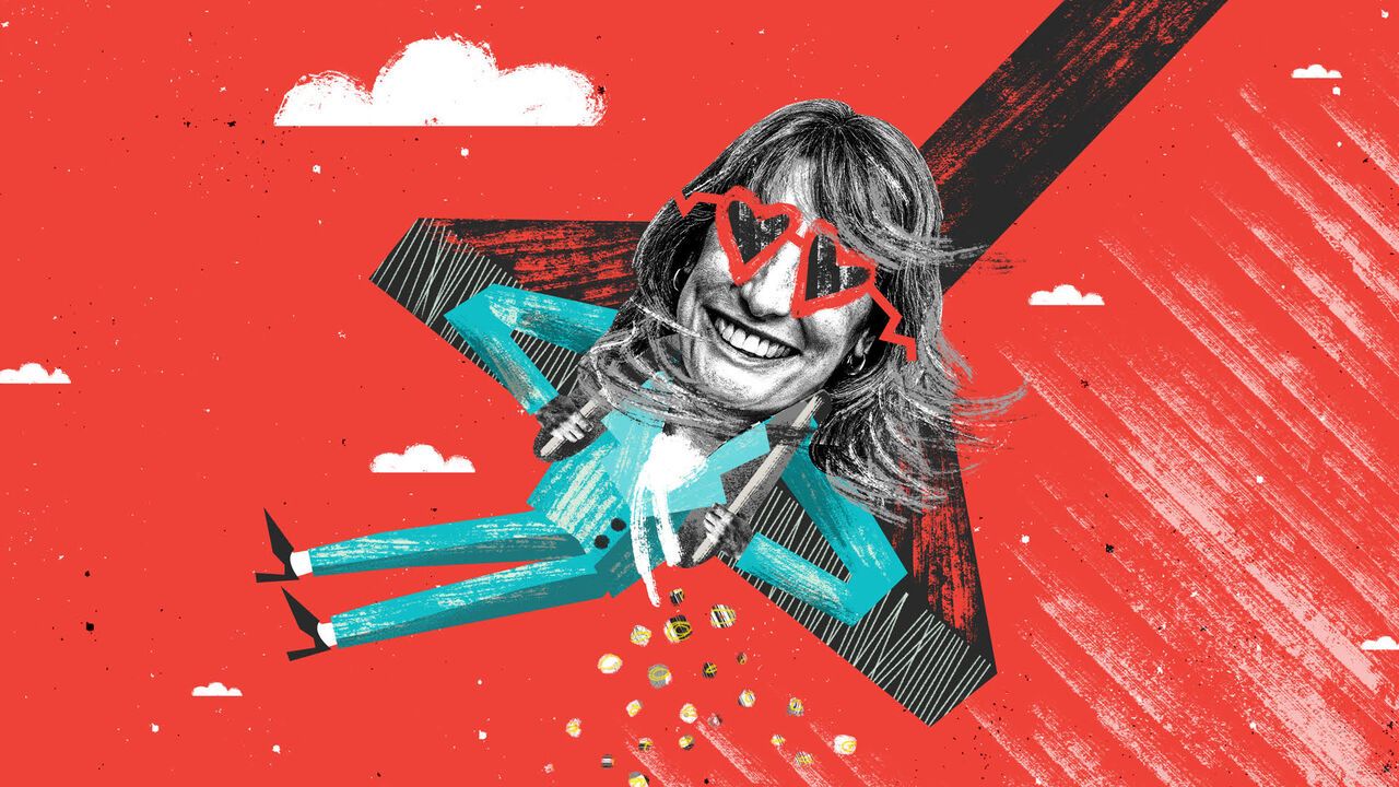 Illustration of Rachel Reeves on the ride at Blackpool.