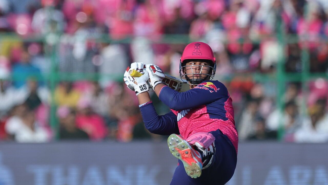 Vaibhav Suryavanshi of Rajasthan Royals play a shot
