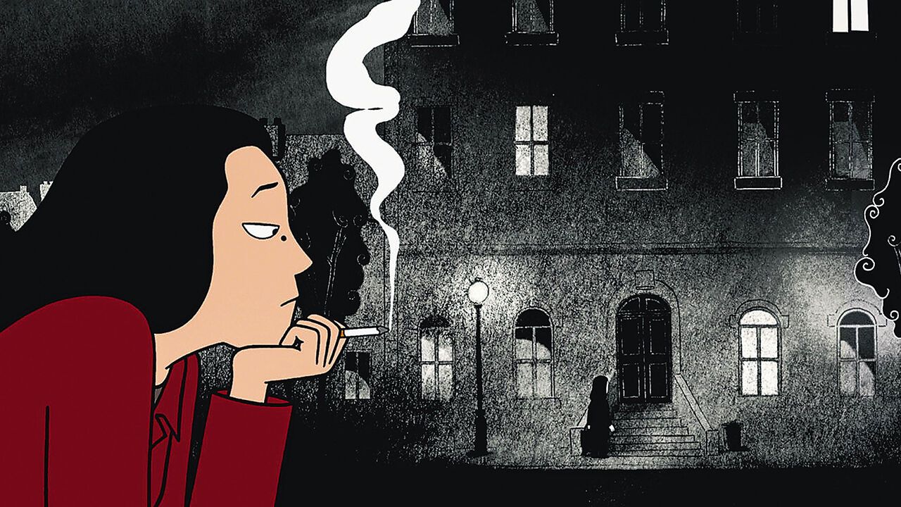 Still from Marjane Persepolis showing smoking