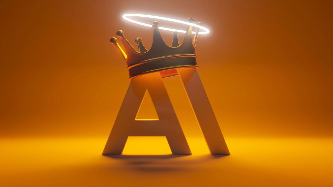An illustration of the Anthropic logo wearing a crown, with a halo floating above it, symbolising its extraordinary success, influence, and status as the fastest-growing AI company.