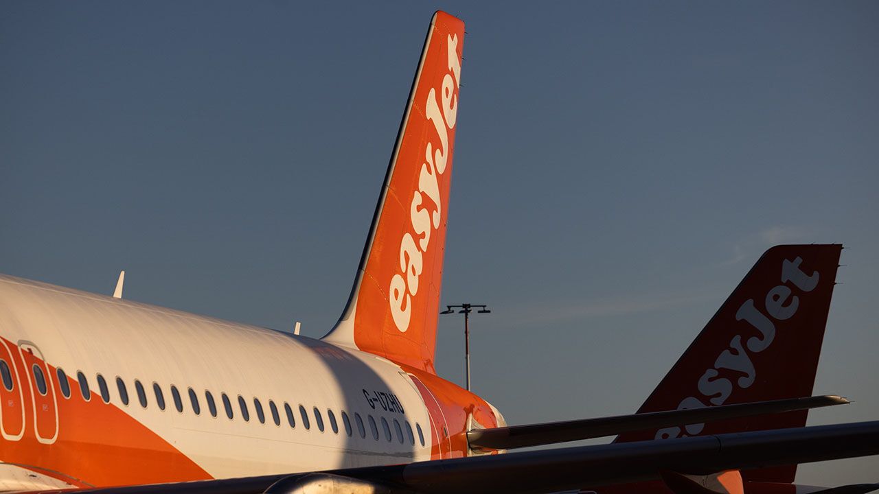 An EasyJet Plc passenger aircraft at London Southend Airport, in Southend-on-Sea, UK
