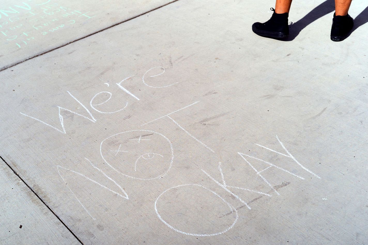 A chalk reference to a song by one of the When We Were Young Festival headliners, My Chemical Romance, after it was cancelled due to inclement weather in Las Vegas.