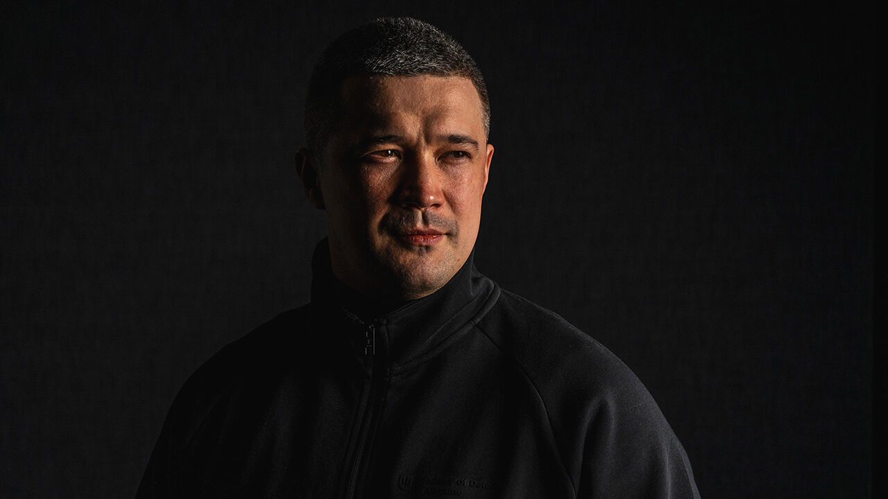 A portrait of Ukraine's Defense Minister Mykhailo Fedorov.