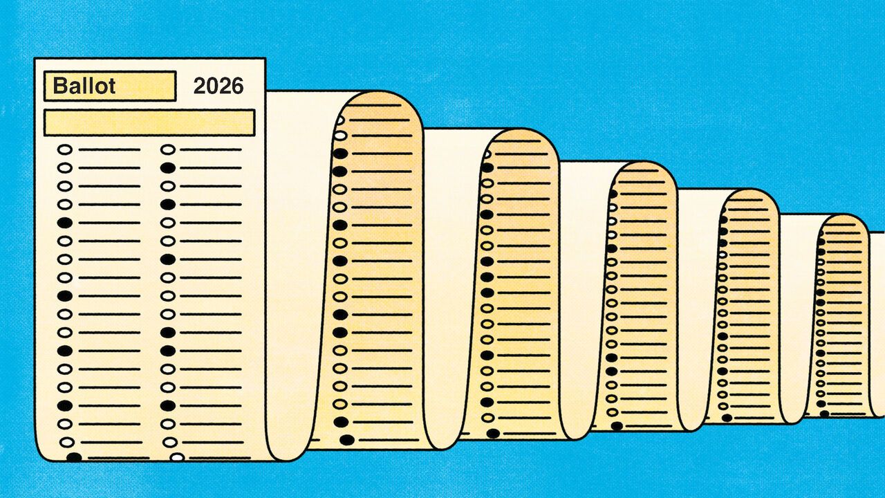 Illustration of a never-ending voting ballot.