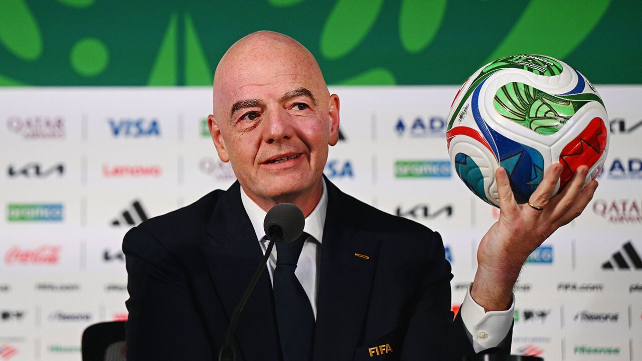 Gianni Infantino, President of FIFA, speaks to the media