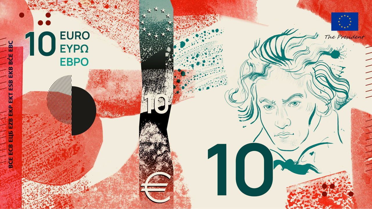 Composer Beethoven on a proposed 10 euro note design.