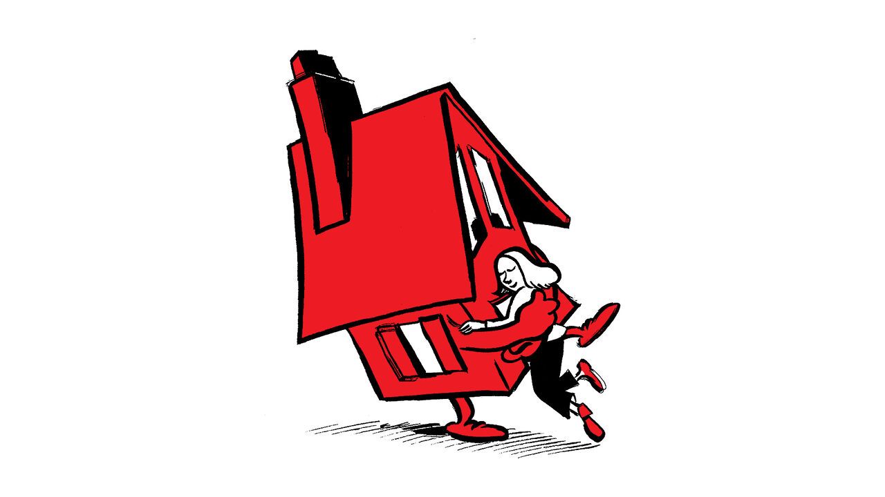 The illustration shows a house coming to life and embracing a person. It symbolises the comfort, security and emotional support that a home can provide, suggesting a strong bond between people and where they live.