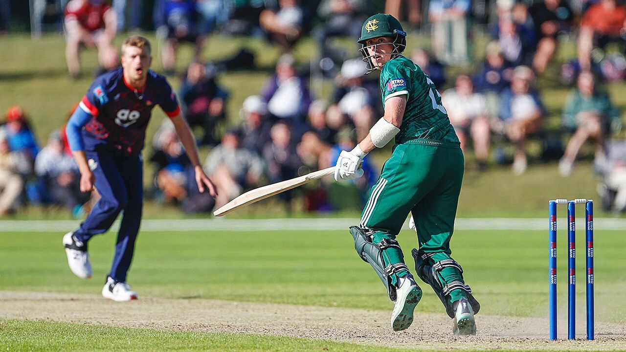 Notts Outlaws James Hayes during the Metro Bank 1 Day Cup match between Lancashire Lightning and Notts Outlaws at the AO Farington, Manchester