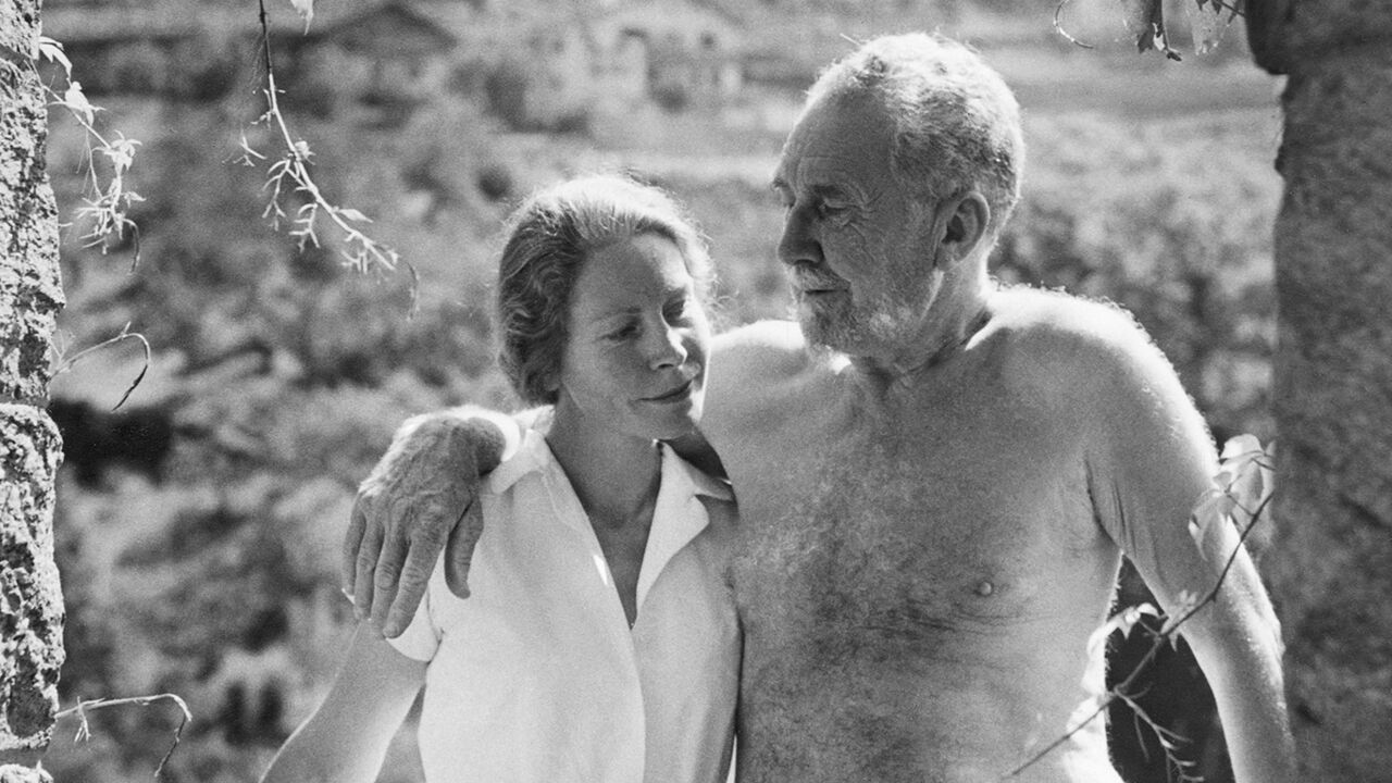 Ezra Pound with his daughter Mary after his release from a mental hospital, 1958