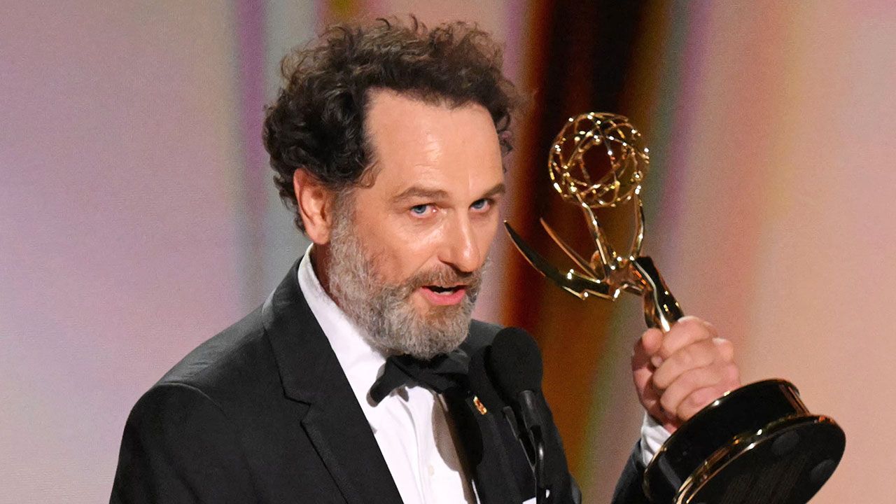 Welsh actor Matthew Rhys accepts the award for Outstanding Lead Actor in a Comedy Series for "Widow's Bay" onstage during the 78th Primetime Emmy Awards.