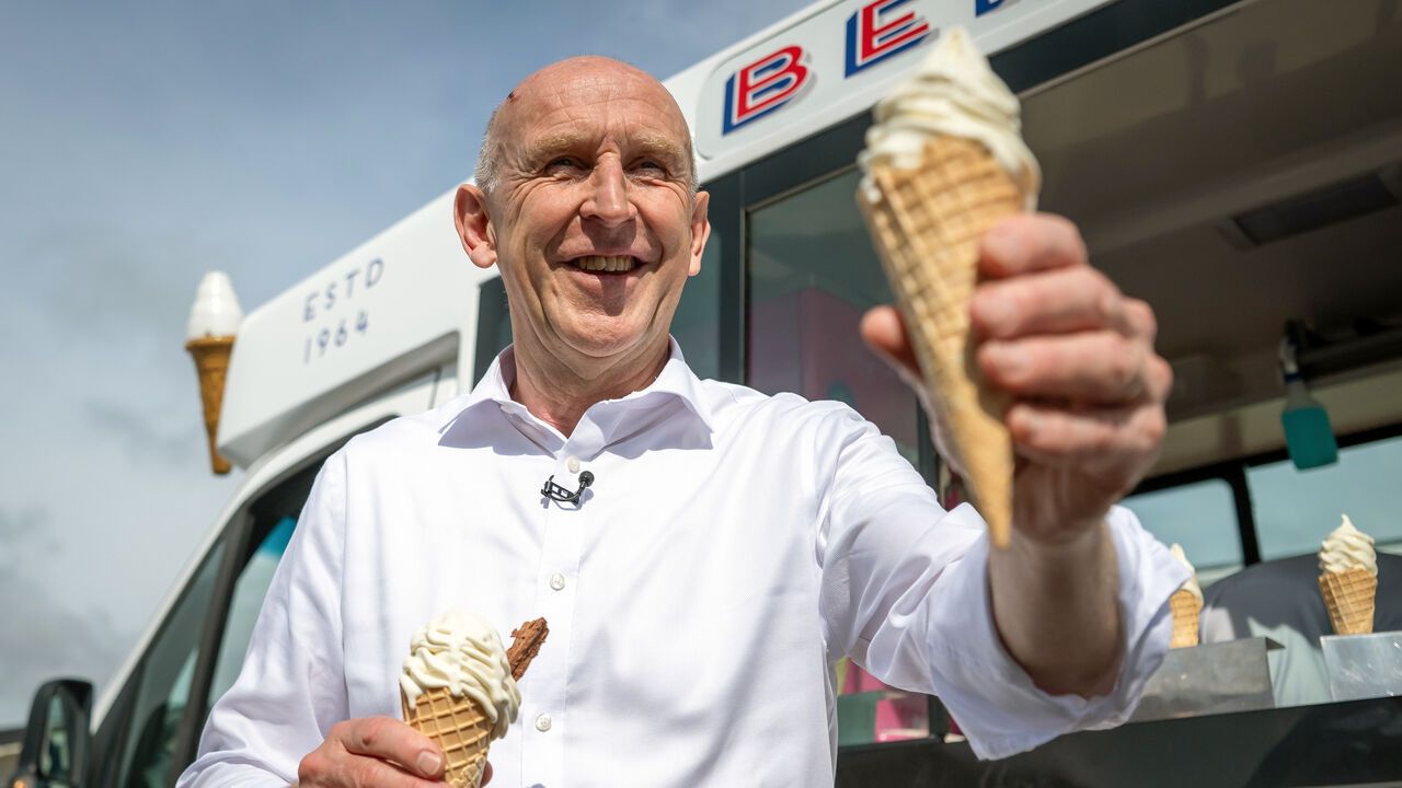 Chancellor of the Exchequer John Healey offers an ice cream.
