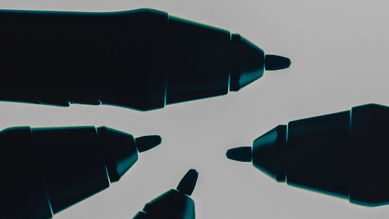 Silhouettes of pens.