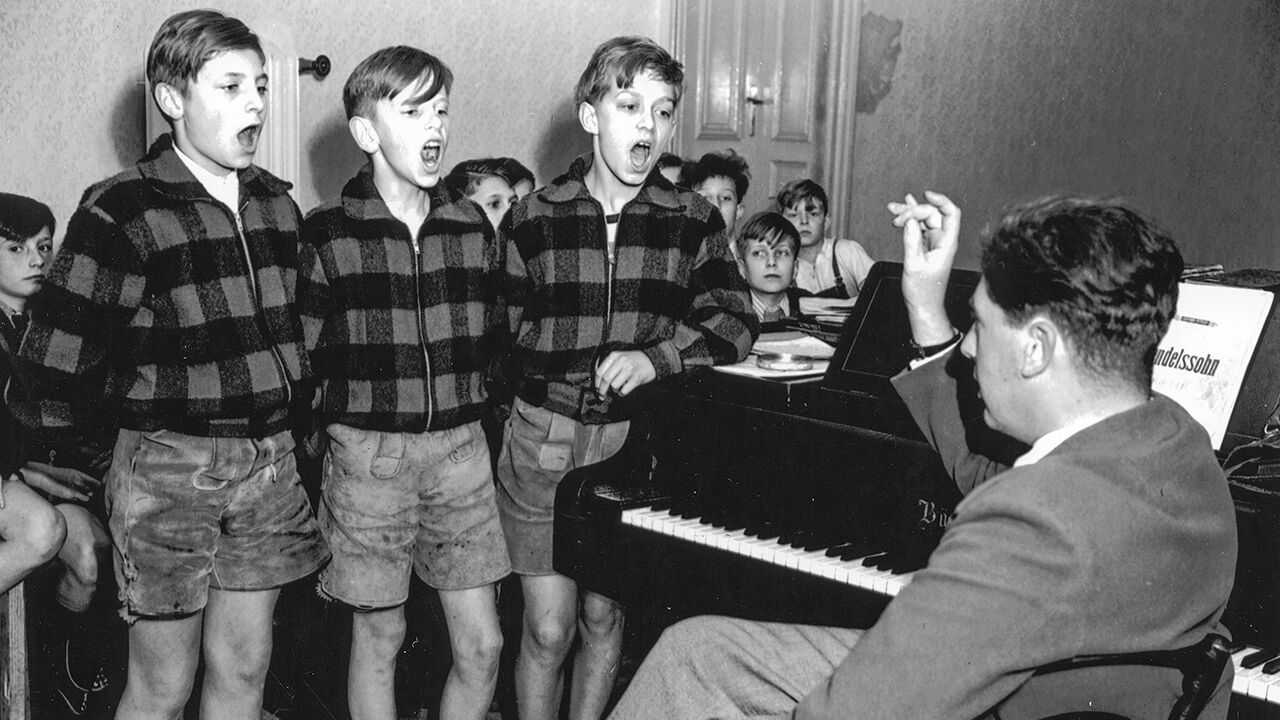 Boys' choir at a rehearsal.