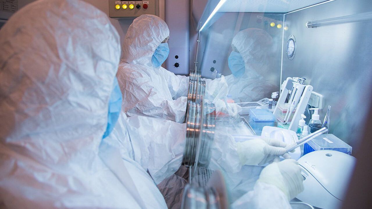 Workers in a lab at The Irkutsk Anti-Plague Research Institute of Siberia and Far East