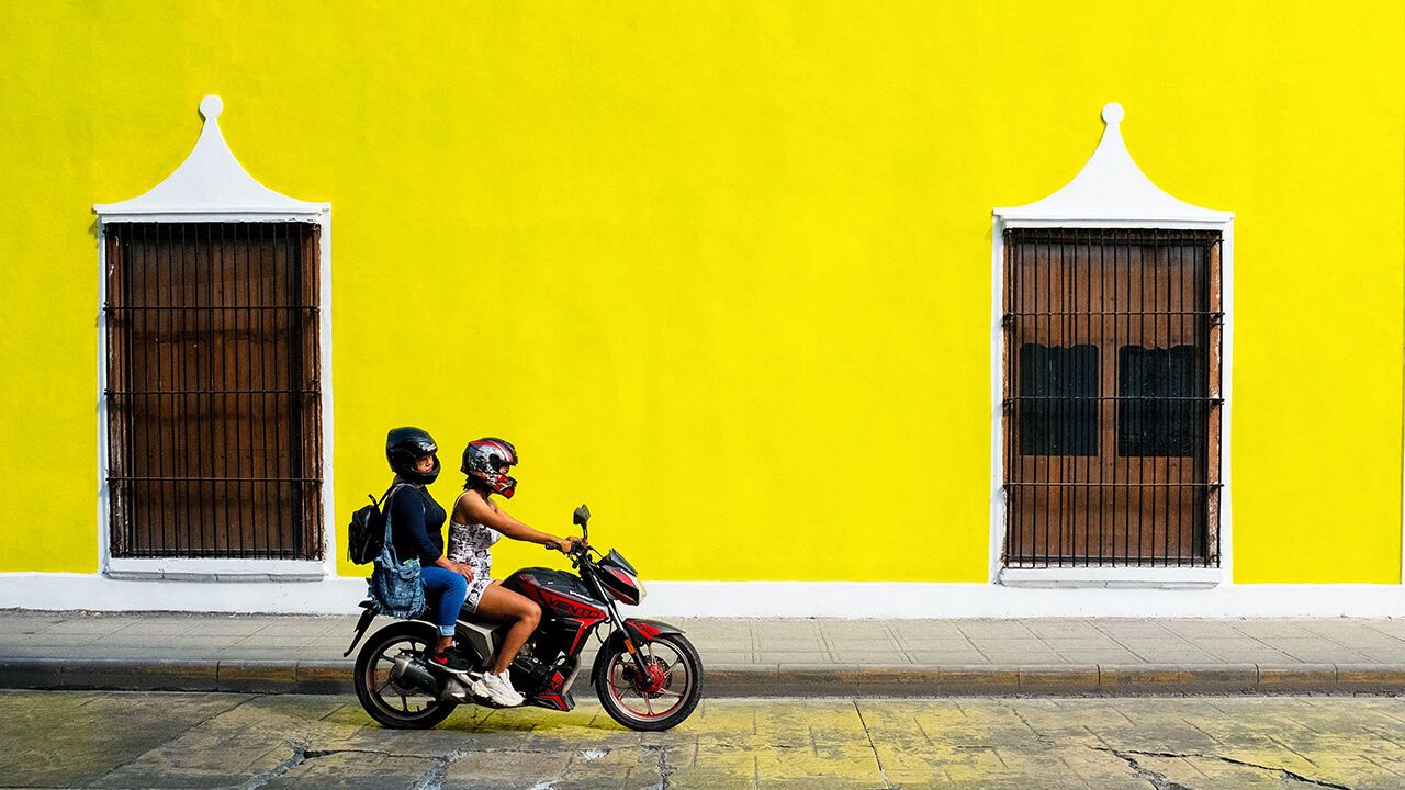 Motorcycle in centro historico , Merida, Yucatan, Mexico