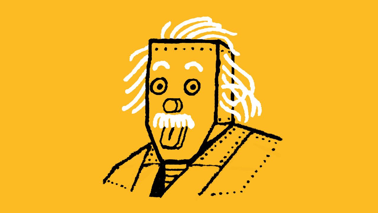 Illustration of a robot that looks like Albert Einstein
