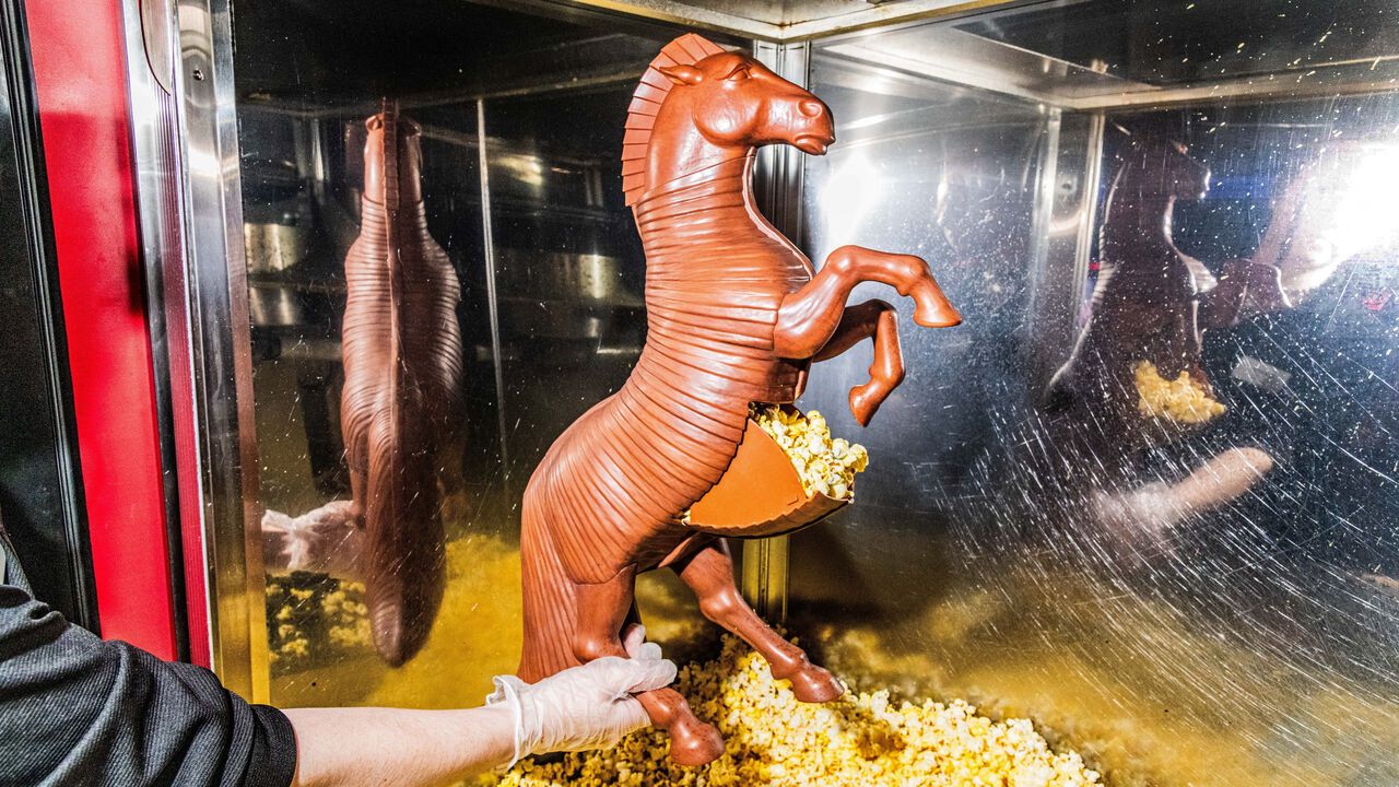 A 22-inch popcorn bucket rendering of the Trojan horse in Christopher Nolan's The Odyssey.