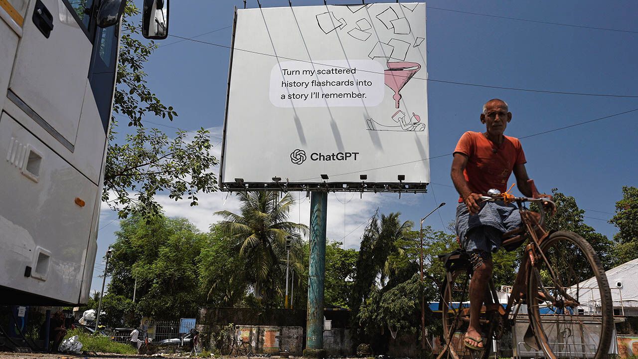 A ChatGPT billboard is seen in Mumbai, India