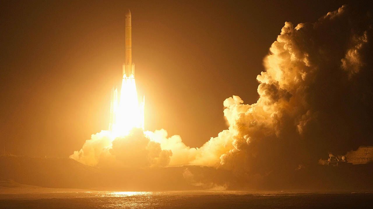 An H3 rocket lifts off from the Tanegashima Space Center in Kagoshima prefecture