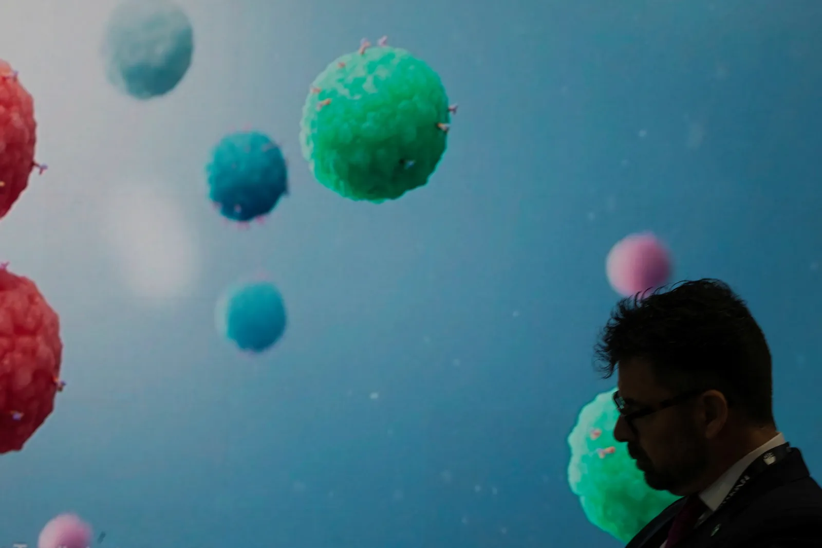Walking past a display at the BIO International Convention, San Diego, California, June 2026