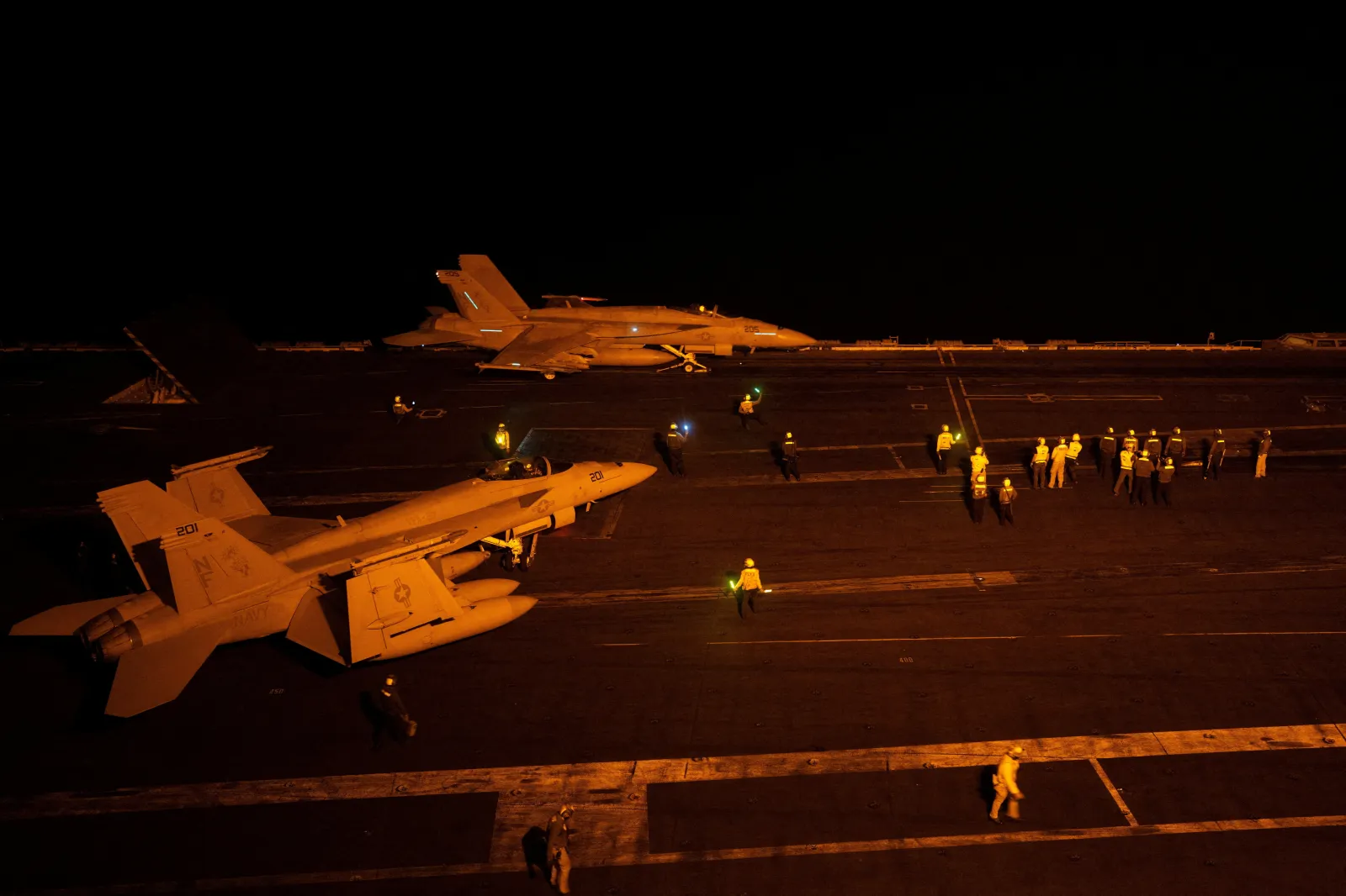 A fighter jet taking off from the USS George Washington in the Arabian Sea, September 2026