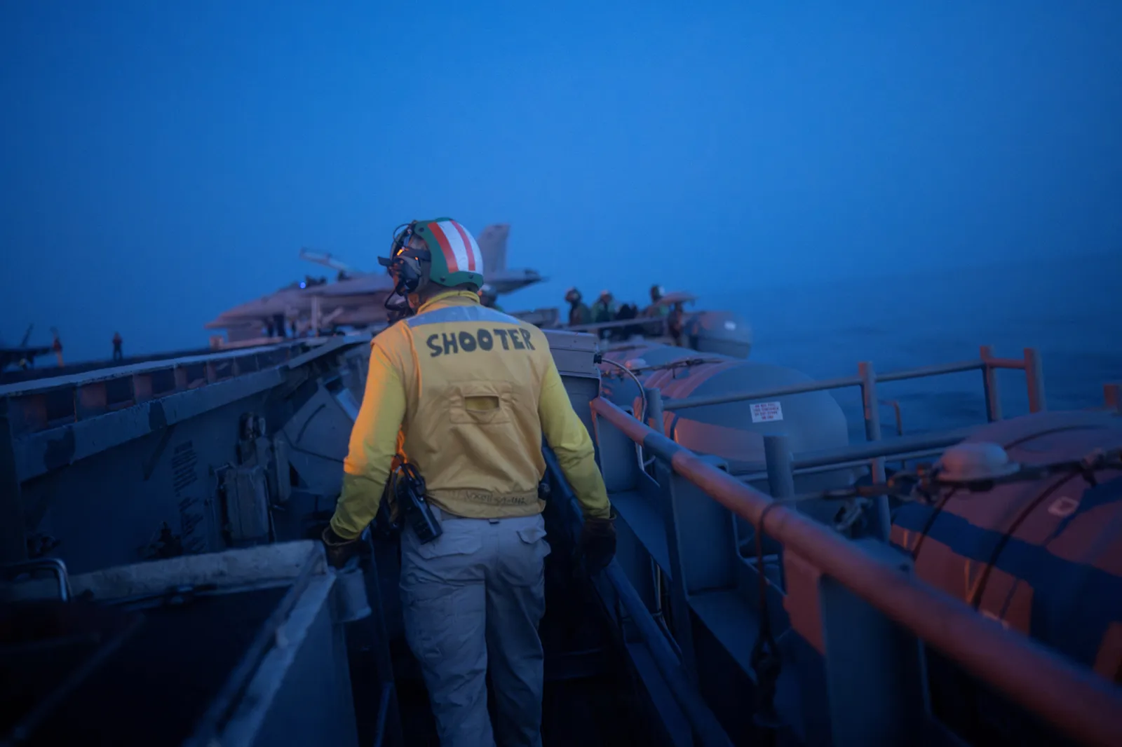 On the flight deck of the USS George Washington in the Arabian Sea, September 2026